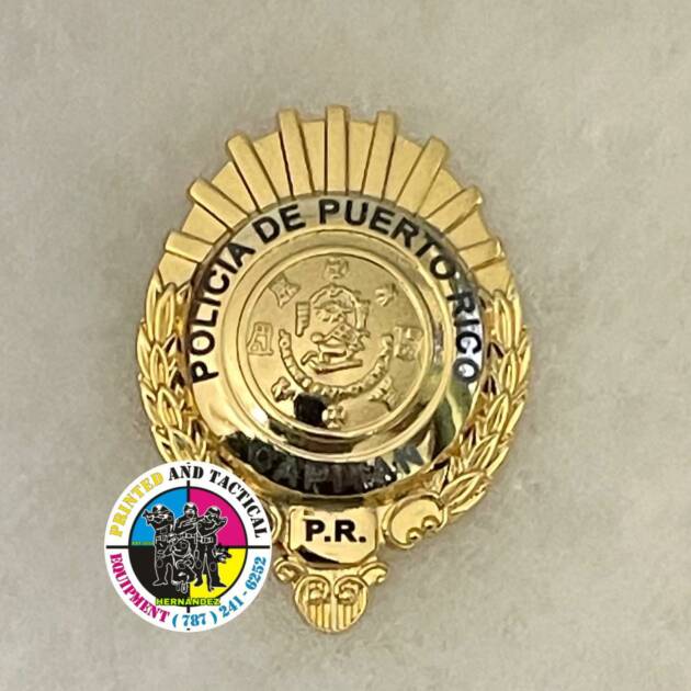 PLACA METAL ORO CAPITAN POLICIA PUERTO RICO
